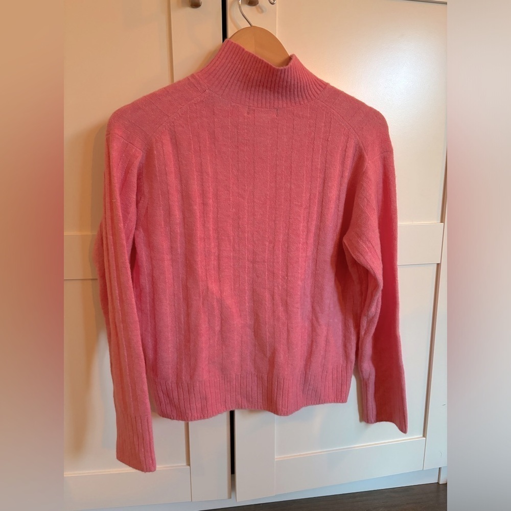 J.crew Mockneck Sweater in Pink Merino Wool Blend Size Small Scandi Girl Casual